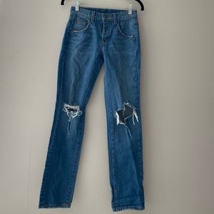 Carmar denim busted knee mid rise jeans